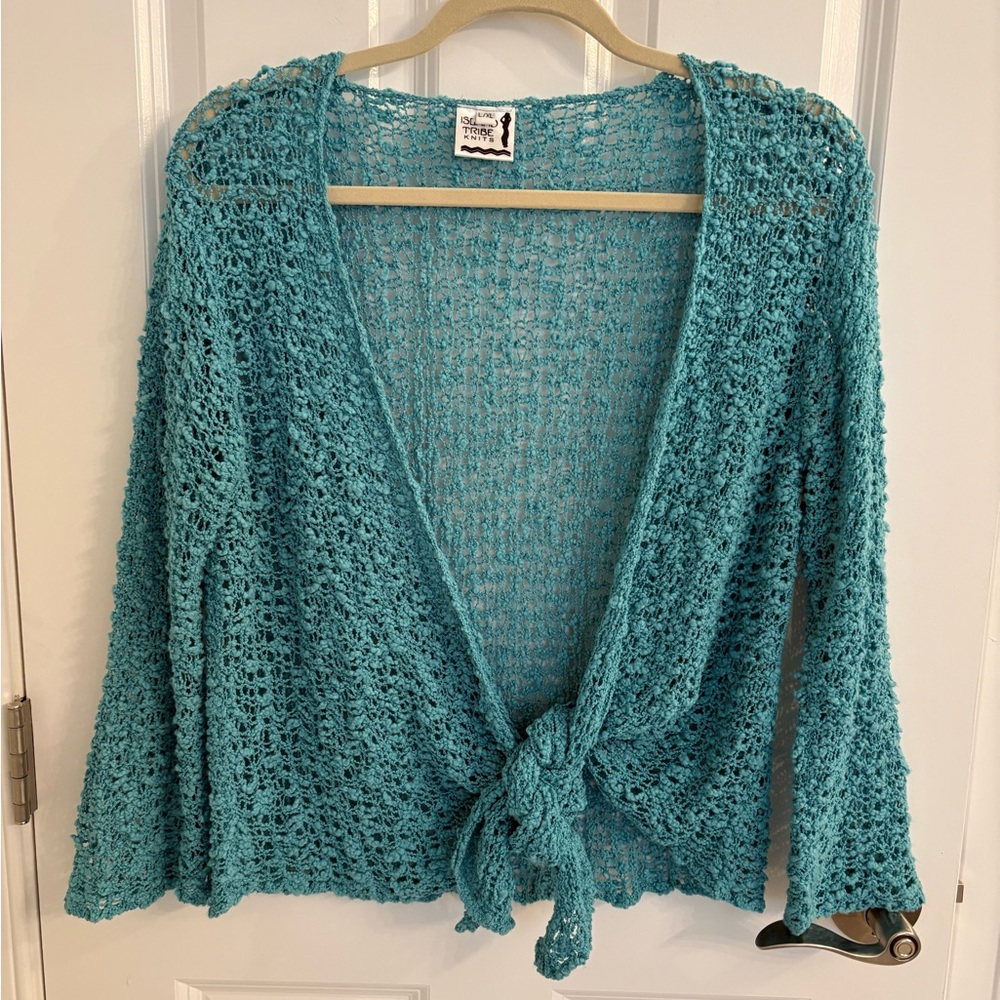 Elegant Teal Knit Cardigan NWOT